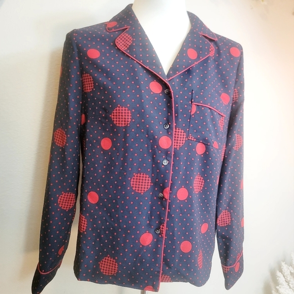 1901 GEOMETRIC PATTERN NOTCHED COLLAR BUTTON-UP LONG SLEEVE WOMEN'S SHIRT SMALL - Picture 7 of 16